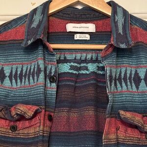 Urban Outfitters Striped Button-Up in Blue and Red